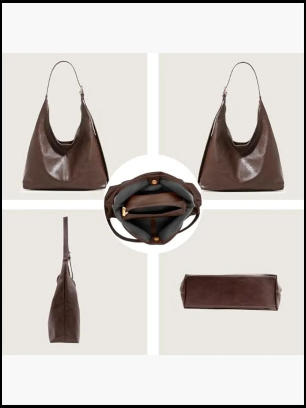 Vegan Leather Hobo Bag Set 2 Piece Slouchy Tote Crossbody Shoulder Handbag Purse